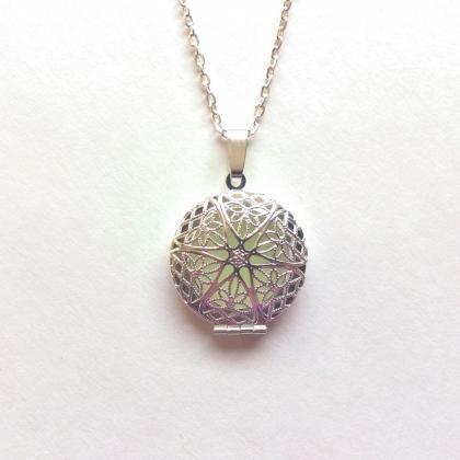 Green Glow In The Dark Necklace - Glowing Pendant..
